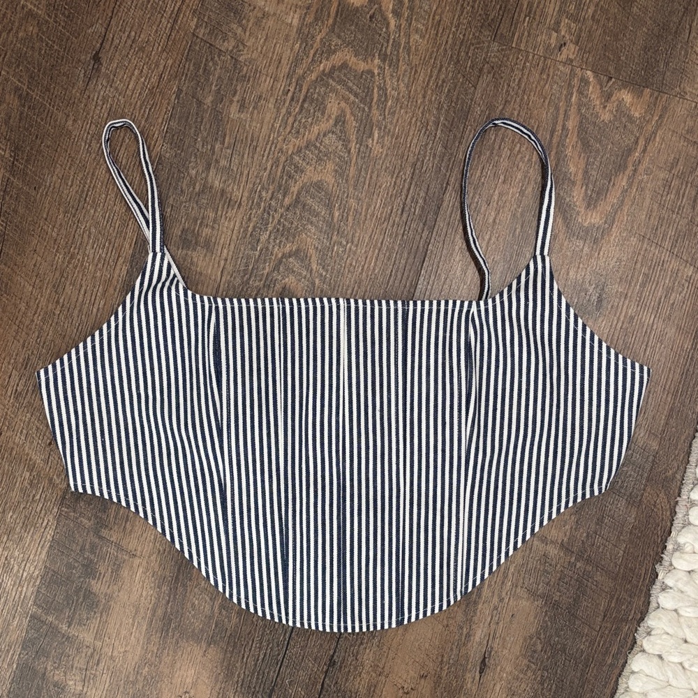 Lioness Black and White Striped Crop Top